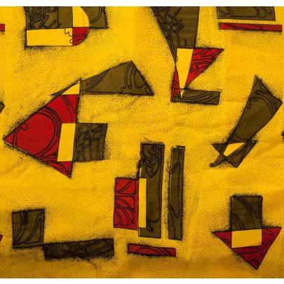 Crepe De Chine Yellow Abstract Print 