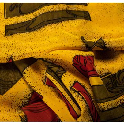 Crepe De Chine Yellow Abstract Print 