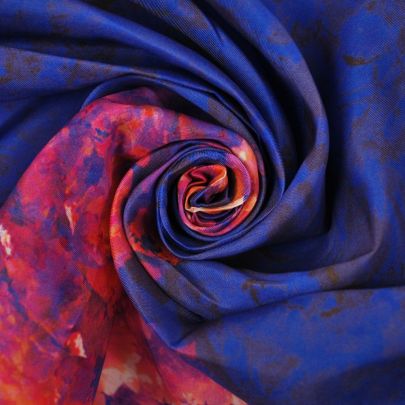 100% Polyester Blue Fabric Floral Print Fabric (140 x80cm Remant Fabric) 