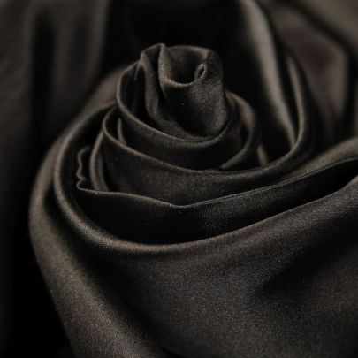 Premium Quality Silk Blend Satin Rich Black (Remnant-150cmx95cm) 