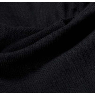 Wool Knit Stretch - Black Rib (sold as 1m x 0.55m piece)