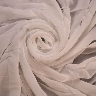 White Polyester Georgette Fabric (135cm x100cm Remnant Fabric) 