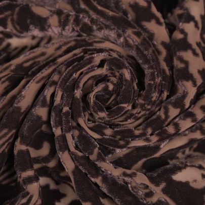Silk Velvet Fabric Devore Fabric Brown Fabric (70cm x 73cm Remnant Fabric) 