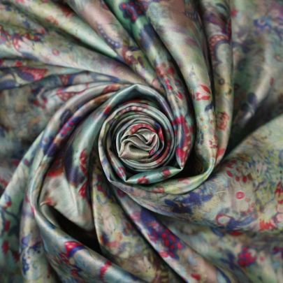 Polyester Blue Multi Floral (Remnant-130cmx85cm) 