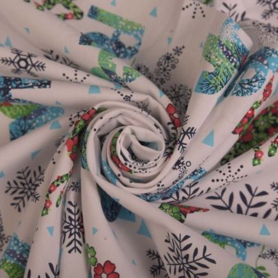 100% Cotton "Peace & Joy" Christmas Print Fabric (Remnantant Piece 50cm x 155cm) 