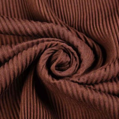 Cotton Elastane Pleated Fabric Brown (Remnant85cmx55cm) 