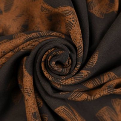 Spiral by Jasper Conran Silk Crepe Black Sheer Patterned Fabric (Remnant Piece 100 cm x 100 cm) 