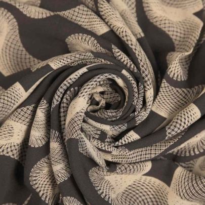 Squiggle by Jasper Conran Silk Crepe Black & Cream Patterned Fabric (Remnant Piece 1 m x 130 cm) 