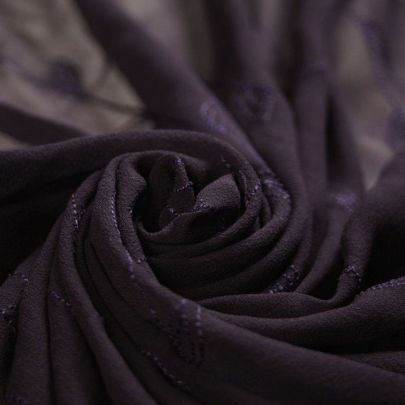Polyester Chiffon Embroidered Purple Fabric (Remnant-120cmx105cm) 