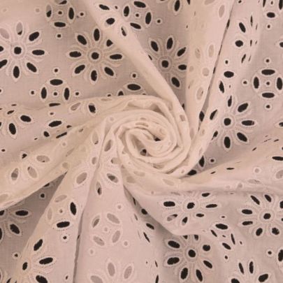100% Cotton Schiffili Broderie Anglaise  in White(80cm x 90cm)