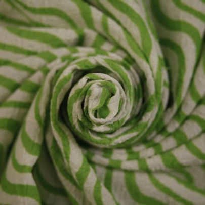Polyester  in White Green Stripe(185cm x 105cm)