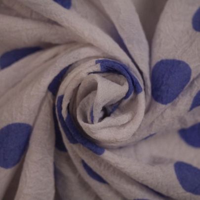 Polyester White Blue Spotted    (200cm x 105cm)