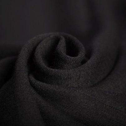 Stretch Cotton Blend Wool Black Fabric (Remnant-85cmx125cm) 