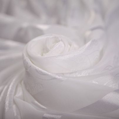 Polyester Striped Georgette  in White(125cm x 110cm)