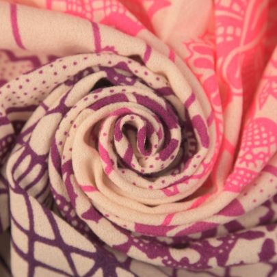 Polyester Knit Fabric Printed  Floral Fabric (80x135cm Remnant Fabric Piece) 