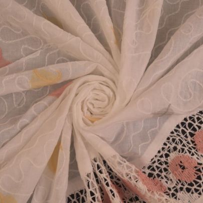 100% Cotton Fabric White Fabric Floral (275  x  110cm) 