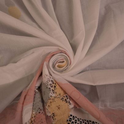 100% Cotton  In White Floral   ( 240cm x 110cm)