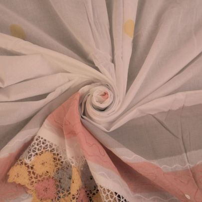 100% Cotton Fabric White Fabric Floral fabric (245 x 105cm) 