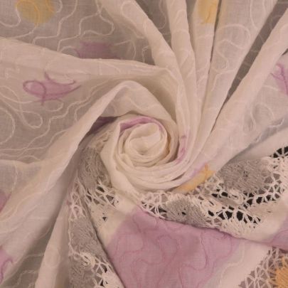 100% Cotton Fabric White Fabric Floral fabric (270 x 110cm) 