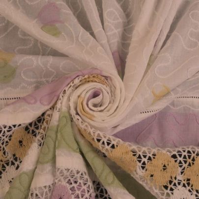 100% Cotton Fabric White Fabric Floral fabric (285 x 110cm) 