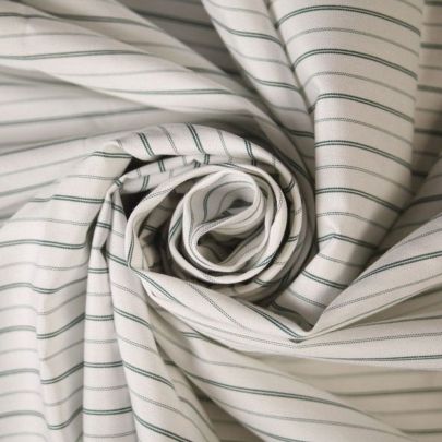 Cotton Polyblend Blue/White Stripe Fabric (Remnant-100cmx90cm) 