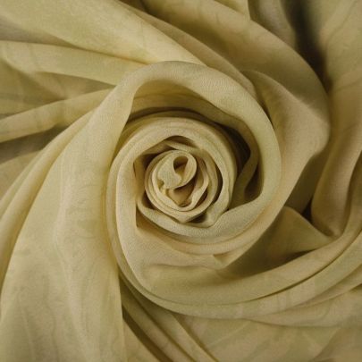 100% Silk Crepe Print Green Fabric (Remnant-315cmx120cm) 