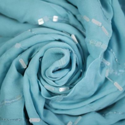 100% Polyester Embroided  in Light Blue( 55  x 110cm)