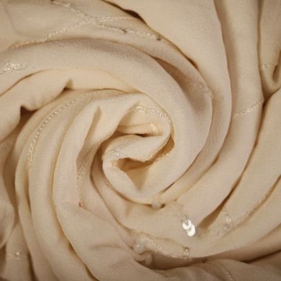 100% Polyester Fabric White Cream Fabric Embroided Fabric (150 x 100cm  Remnant Fabric) 