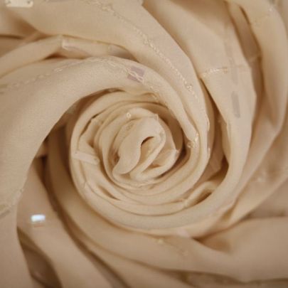 100% Polyester Fabric Cream Fabric Embroided Fabric (80 x 110cm  Remnant Fabric) 