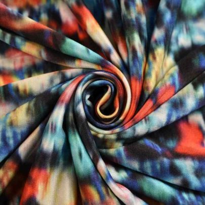 Cotton Polyblend Stretch Multi Abstract Print Fabric (Remnant-185cmx85cm) 