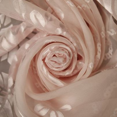 100% Polyester Chiffon Pink Floral Pattern (Remnant-60cmx105cm) 