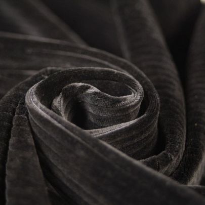 Stretch Velvet Black Stripe Fabric (Remnant-60cmx110cm) 