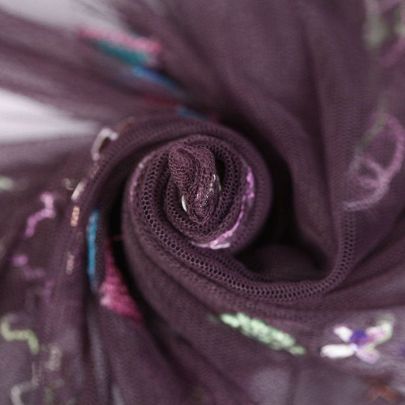Embroidered Mesh  in Purple(90cm  x 295cm)
