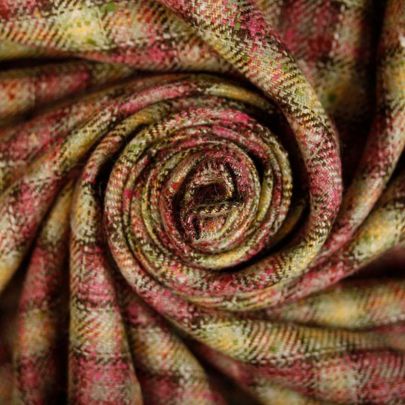 100% Wool Colourful Checkered Fabric (Remnant-100cmx153cm) 