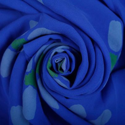Polyester Chiffon Floral Blue Fabric (Remnant-50cmx110cm) 