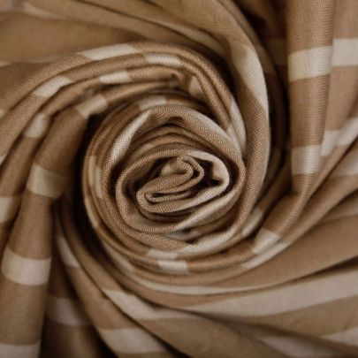 Cotton Striped Jersey Cream/White Fabric (Remnant-100cmx90cm) 