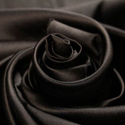 Premium Quality Silk Blend Satin  in Rich Black(70cm x 150cm)