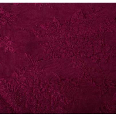 Dark Pink Embroidered Wool (sold as 1.2m X 1.1m piece)