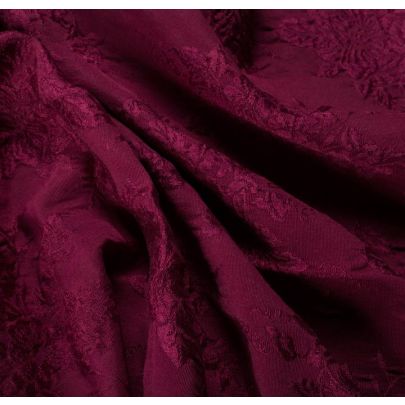 Dark Pink Embroidered Wool (sold as 1.2m X 1.1m piece)