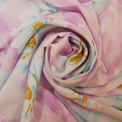 100% Polyester Fabric Printed Fabric Floral Fabric Purple Fabric (226 x 115 cm Remant Fabric) 