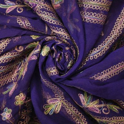 Polyester Chiffon Fabric Printed Fabric Navy Fabric Embroided Fabric (218 x 88cm Remant Fabric) 