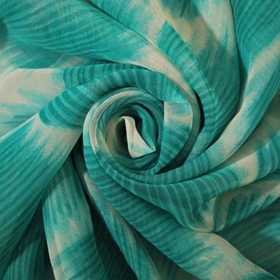 Polyester Chiffon Fabric Printed Fabric Blue Fabric (198 x 140cm Remant Fabric) 