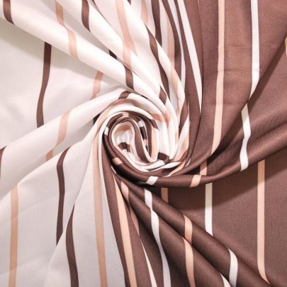 100% Polyester Fabric Printed Fabric Striped Fabric Brown (145x 171cm Remant Fabric) 