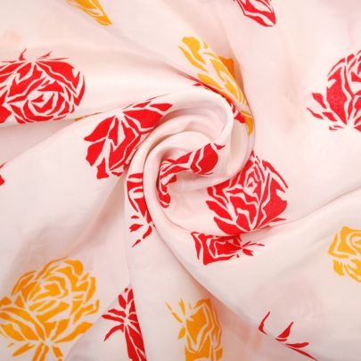 Polyester Fabric Printed Fabric Floral Fabric Red Yellow (113 x 143cm Remant Fabric) 