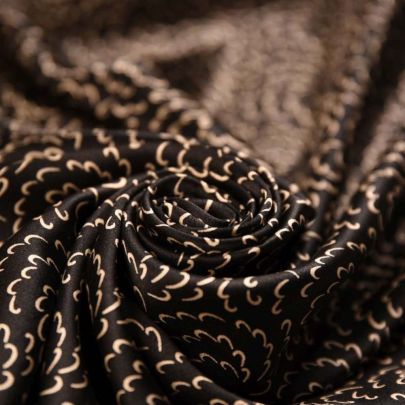 Premium 100% Silk Floral  in Black (135cm x 60cm)