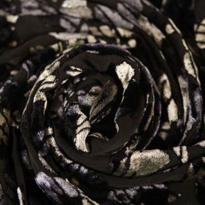 Velvet Devore Fabric Black Check (Remnant-110cmx85cm) 