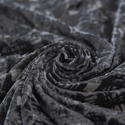 Floral Velvet Devore Patterned  in Black (114cm x 80cm)