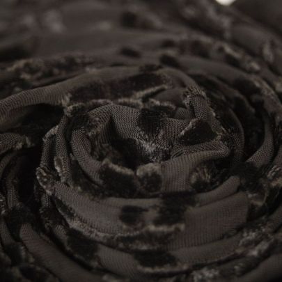 Velvet Devore Patterned  in Black (155cm x 111cm)