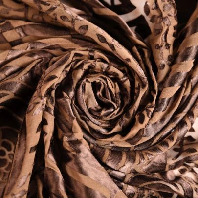 Polyester Fabric Devore Fabric Brown Fabric (110 x 120 cm Remant Fabric) 