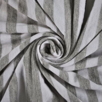 Cotton Jersey Fabric Light Grey Fabric Striped (129 cm x 61cm piece) 